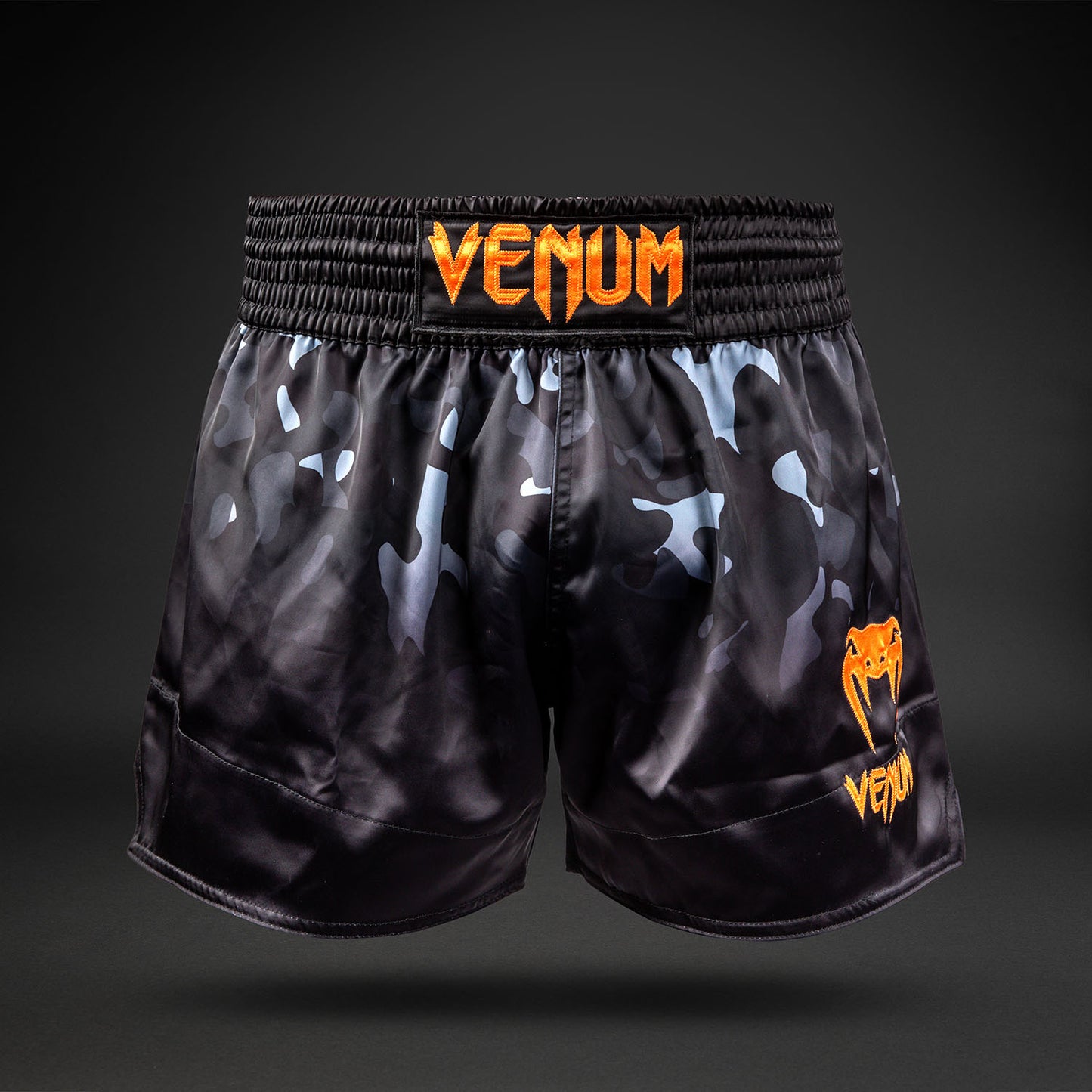 Venum Classic Muay Thai Shorts - Black Camo/Orange