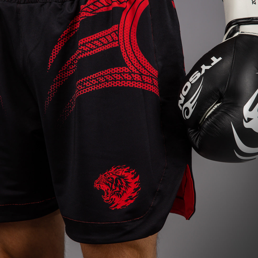 Venum x Mike Tyson Tiger Boxing Shorts - Deep Black/Intense Red