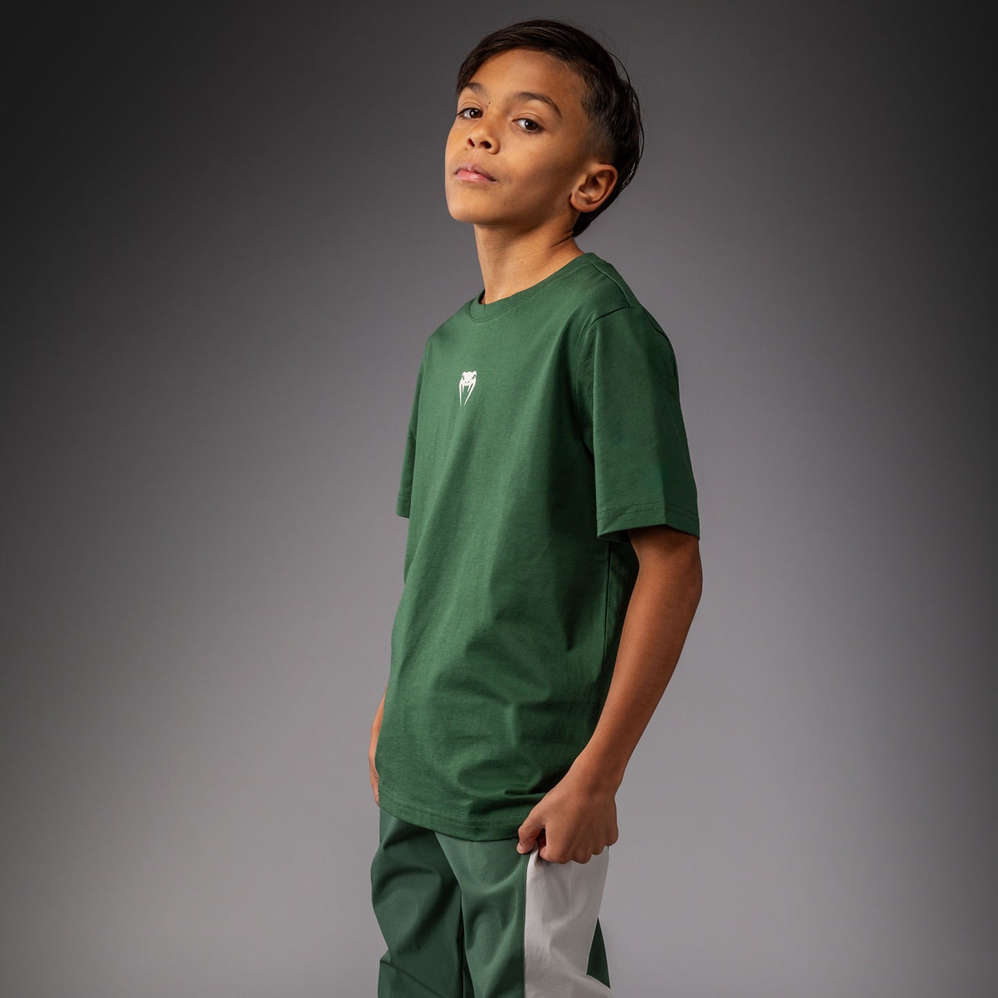Venum Contender T-Shirt for Kids – Forest Green/ Off White
