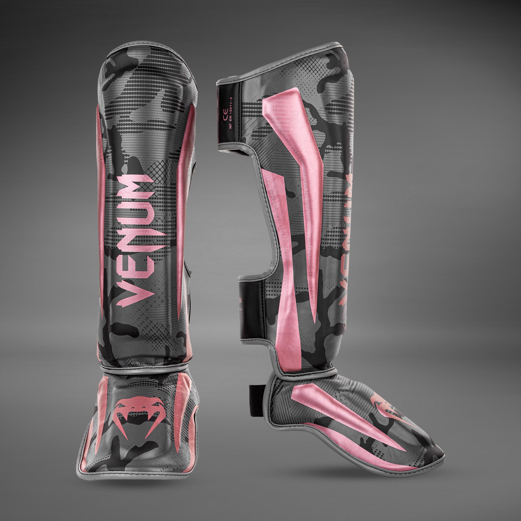Venum Elite Shin Guard - Black/Rose/Gold - Venum Asia