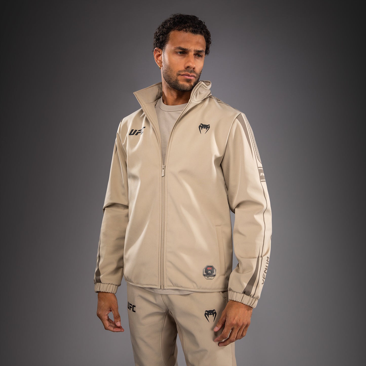 Venum UFC Unity by Venum Authentic Fight Week Men's Zip Hoodie - Sand