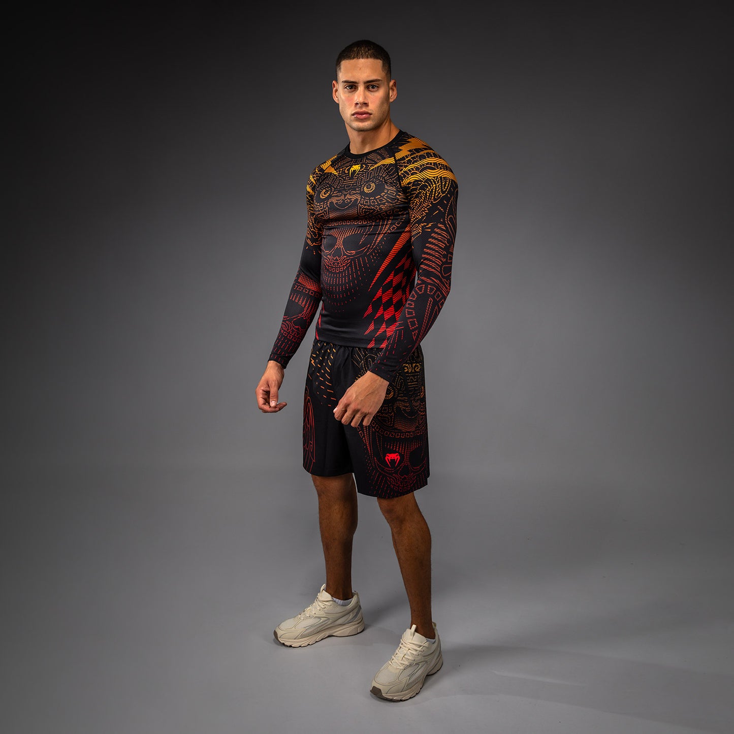 Venum Quetzal Fury Long Sleeve Rashguard - Black/Fury Red/ Tangerine