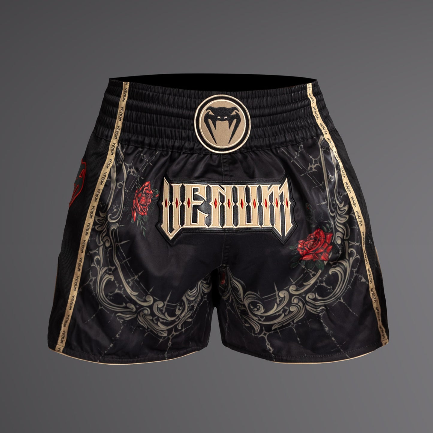 Venum Santa Muerte 5.0 Muay Thai Shorts - Deep Black/Gold