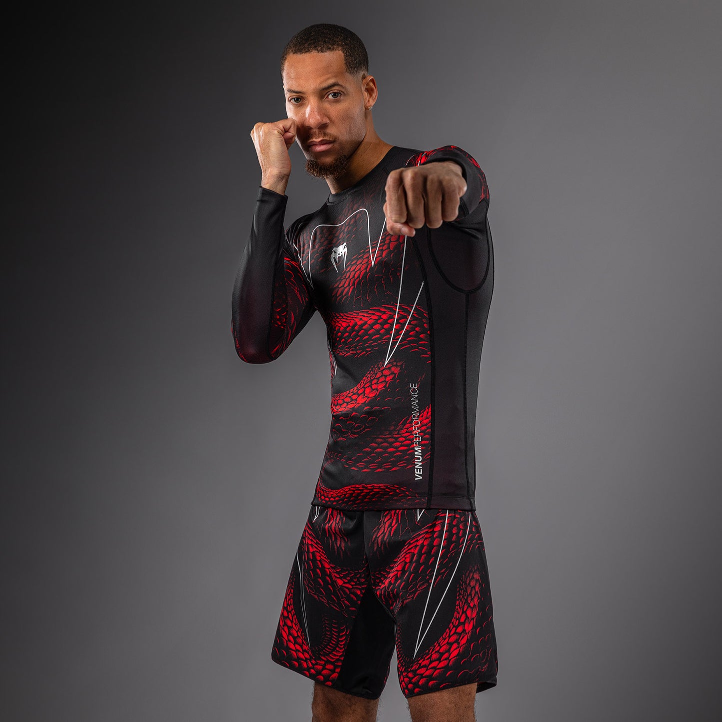 Venum Matupa Long Sleeve Rashguard - Black/Red/Silver