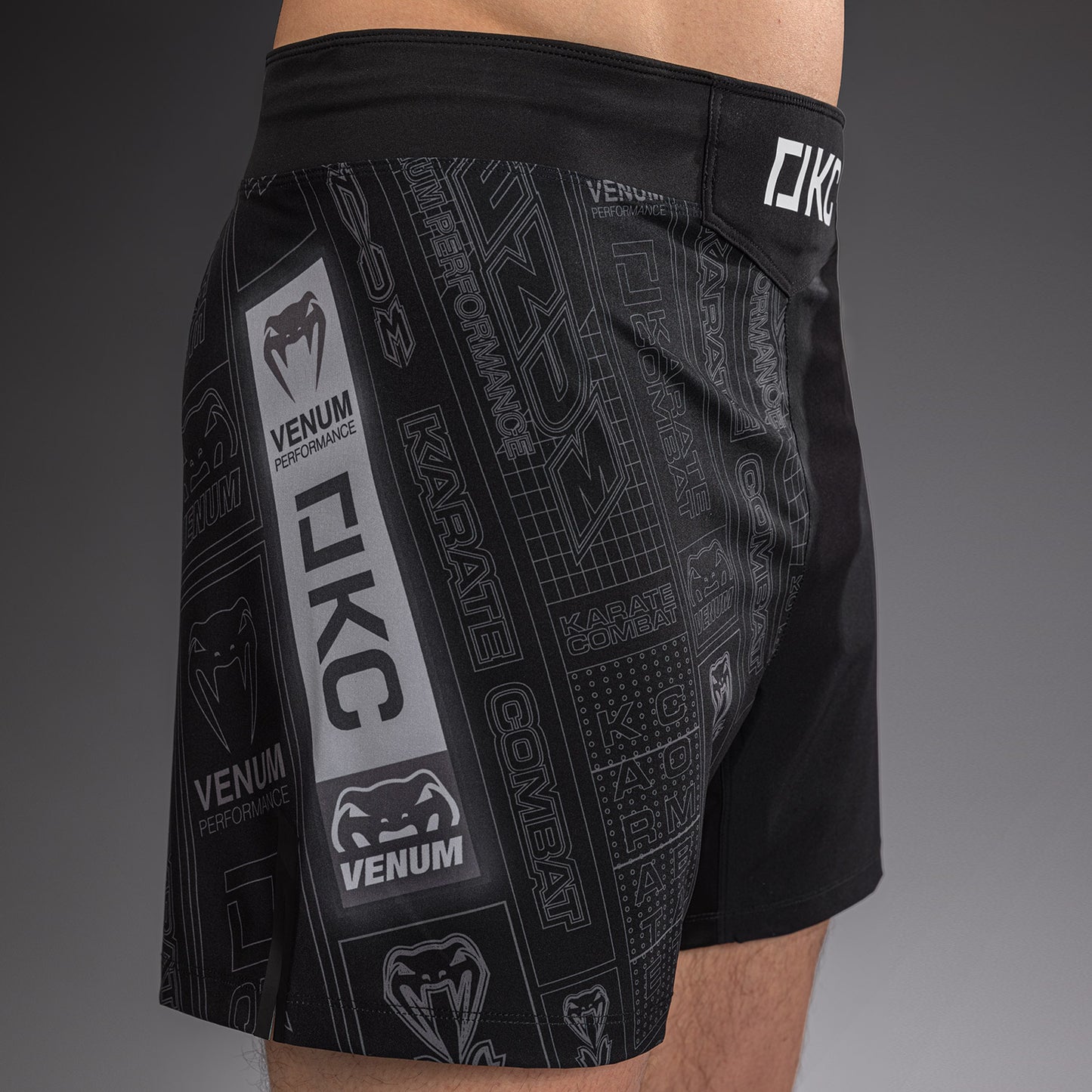Karate Combat by Venum Fight Shorts - Black/Grey