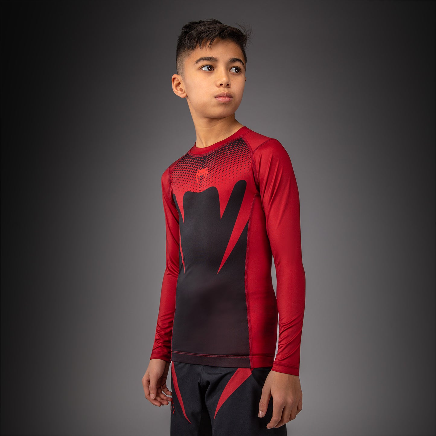 Venum Attack Kids Long Sleeve Rashguard - Black/Red
