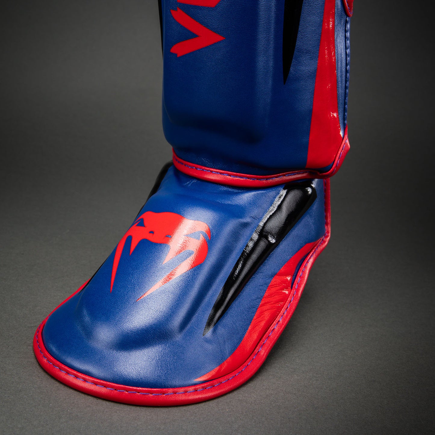 Venum Elite Shin Guards - Dark Blue/Red