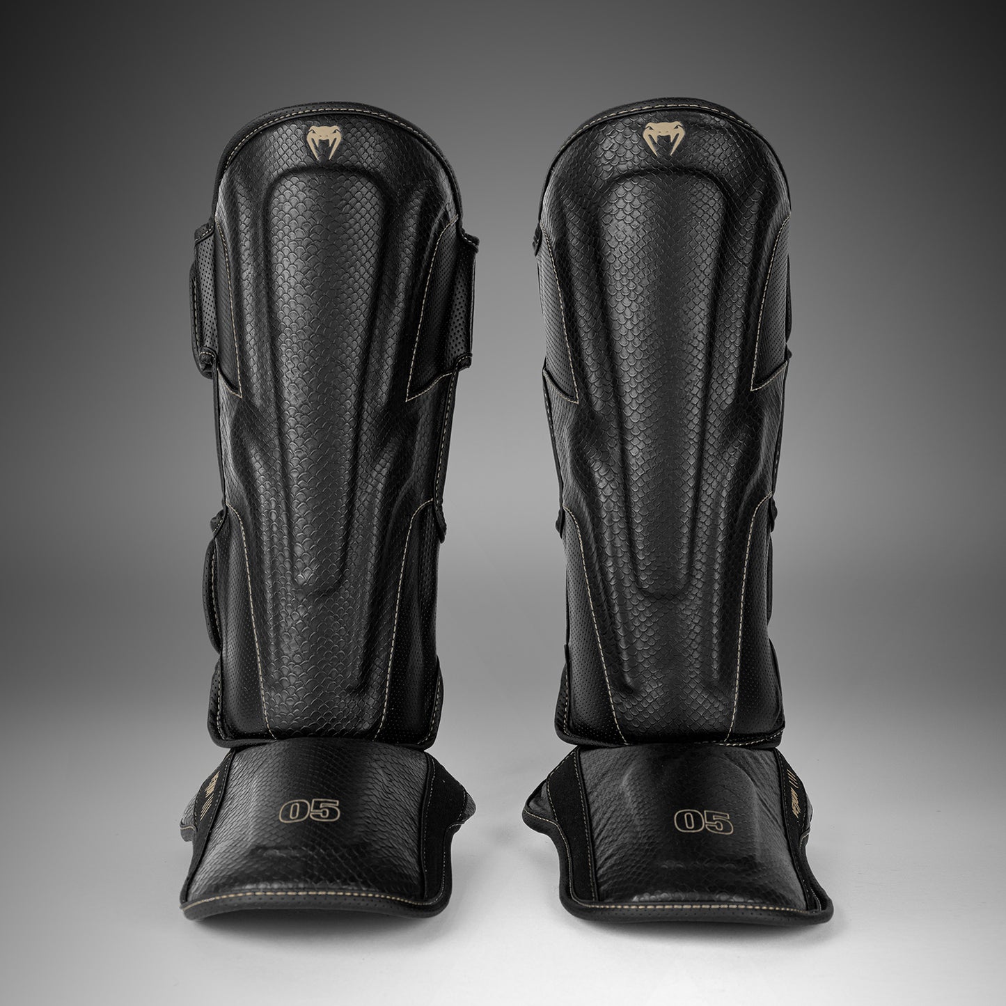 Venum Impact Evo Scales Shin Guards - Black