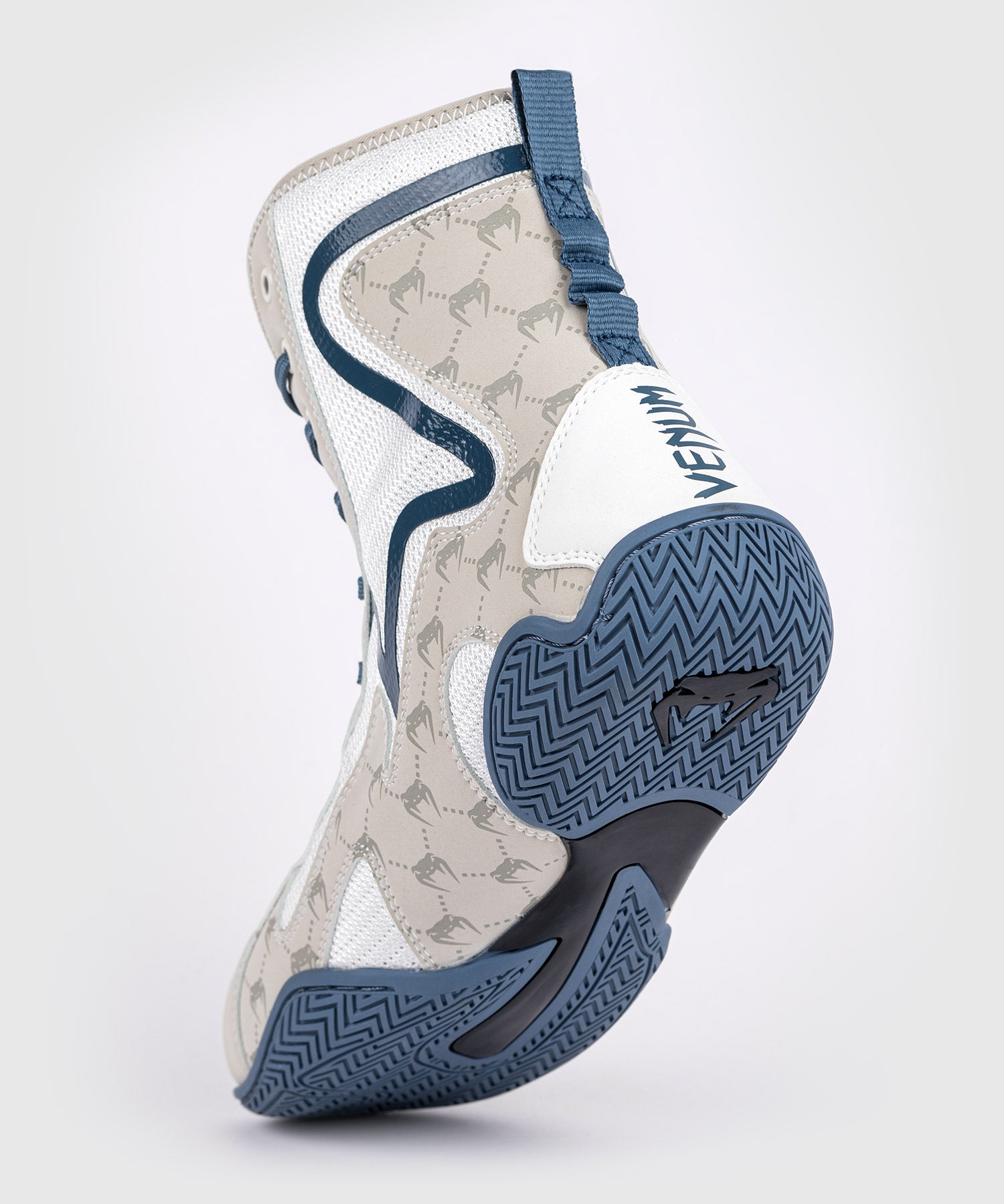 Venum Elite Evo Monogram Boxing Shoes - White/Blue - Venum Asia