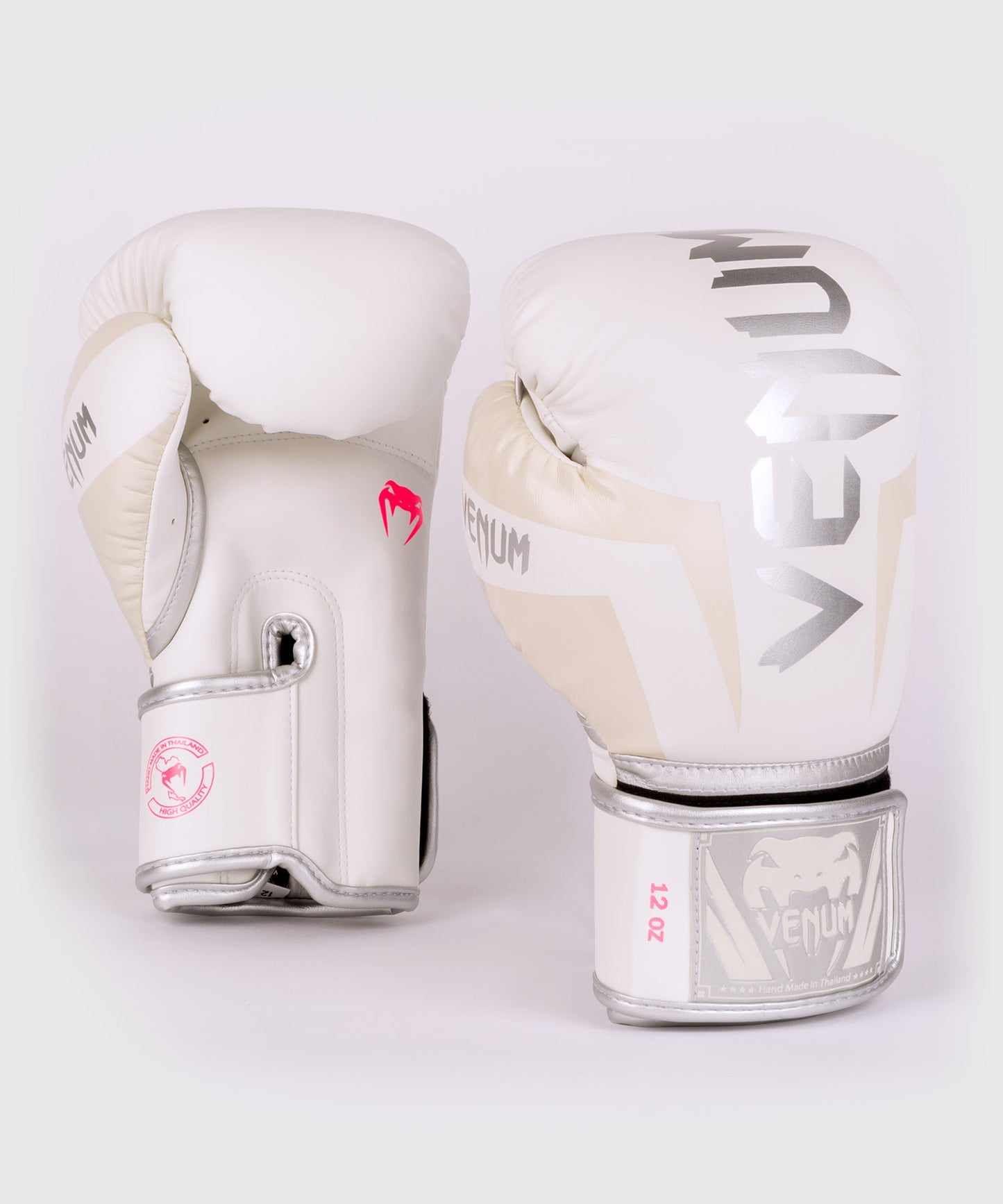 Venum Elite Boxing Gloves - White/Silver-Pink