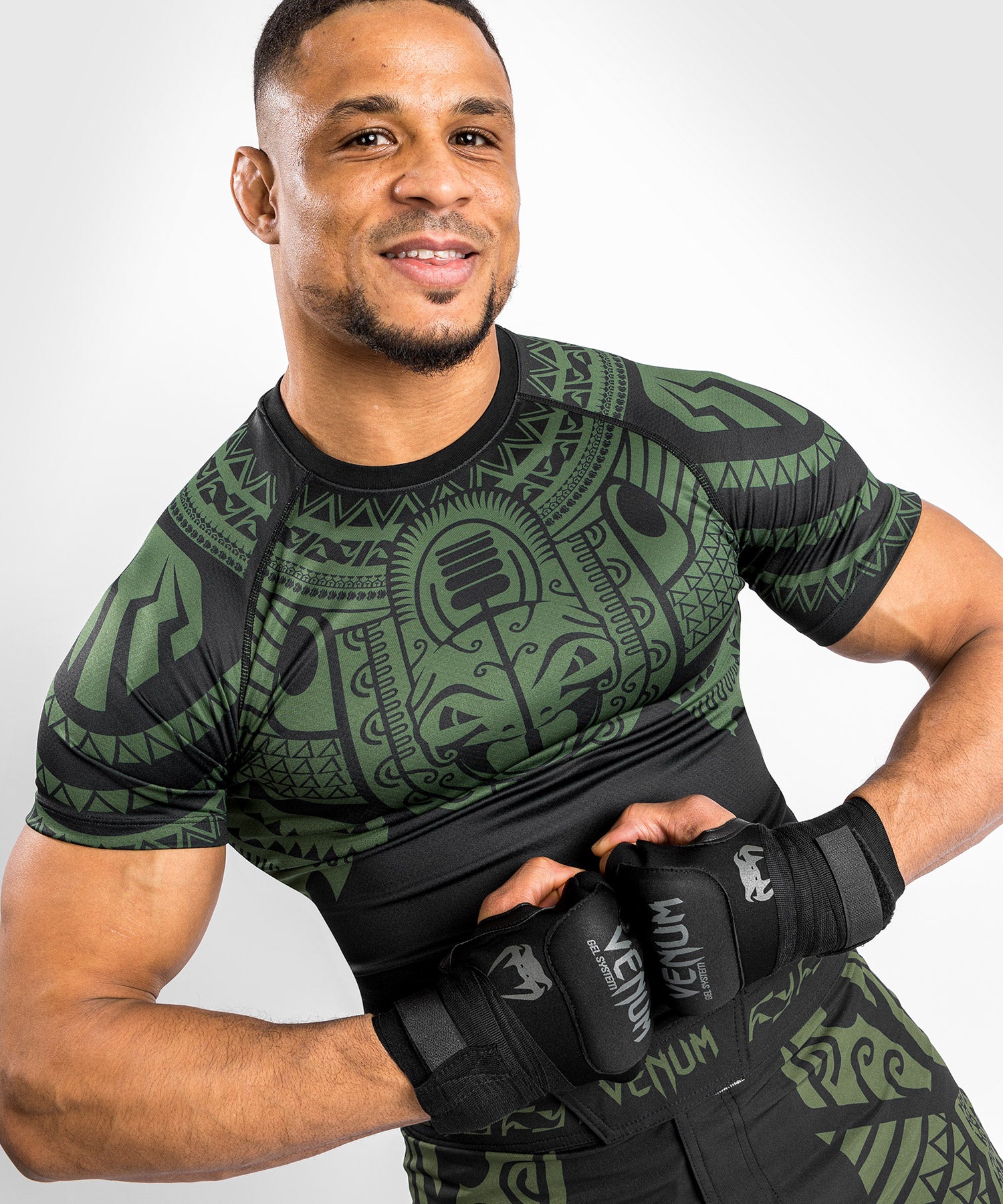 Venum Nakahi Rashguards - Short Sleeves - Black/Khaki