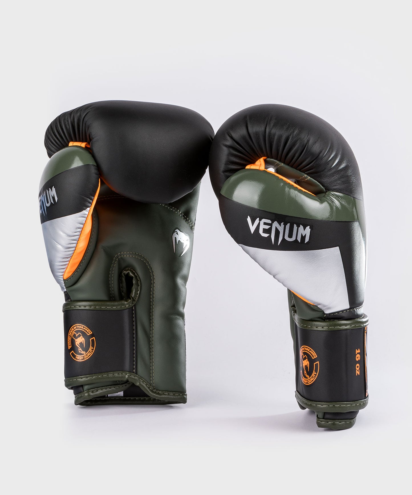 Venum Elite Boxing Gloves - Black/Silver/Kaki