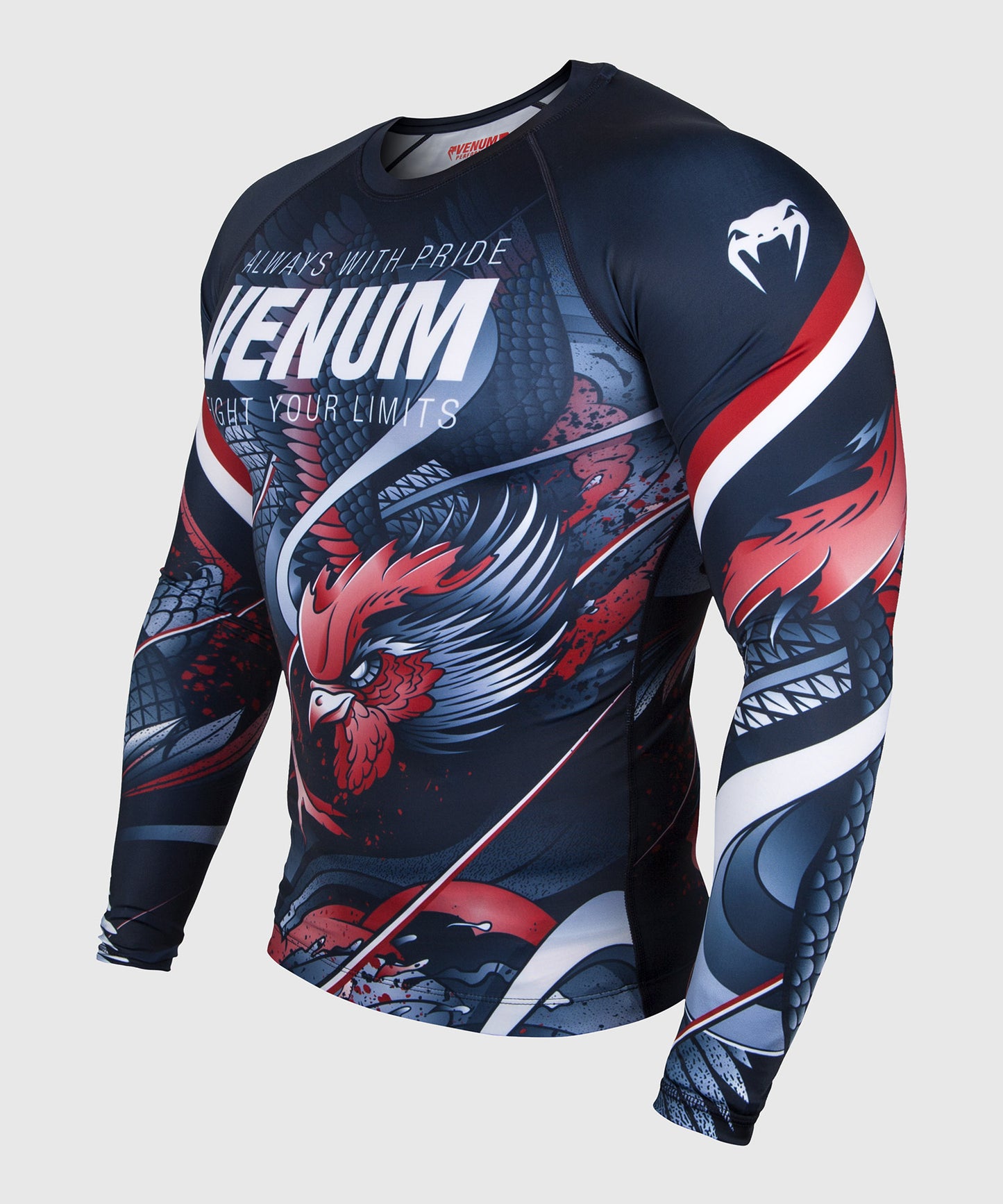Venum Rooster Rashguard - Long Sleeves - Navy Blue/Orange