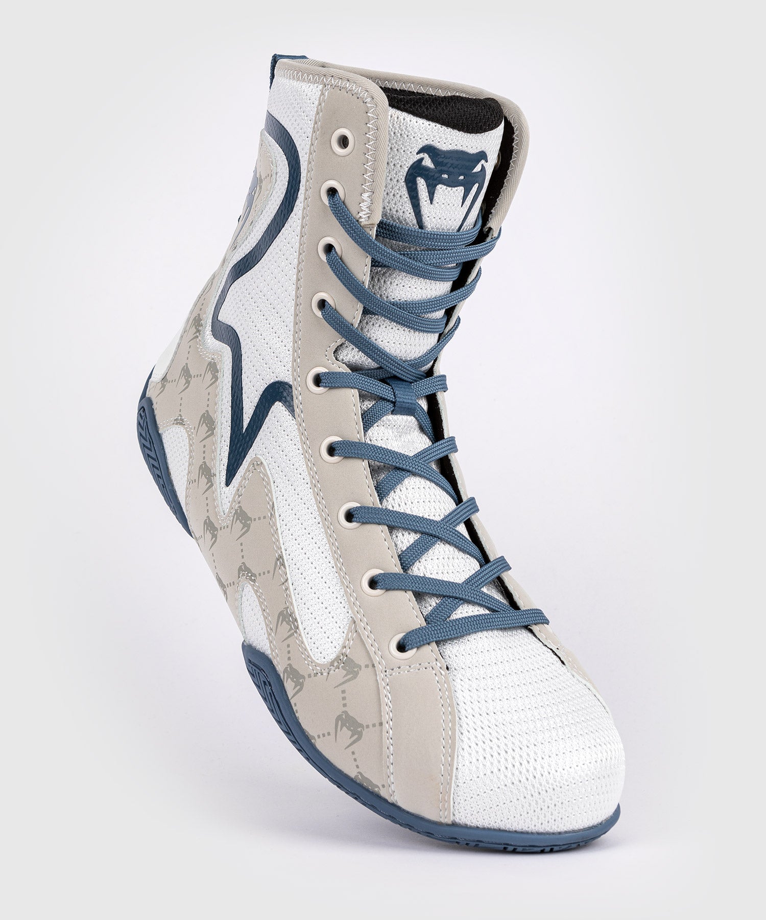 Venum Elite Evo Monogram Boxing Shoes - White/Blue - Venum Asia