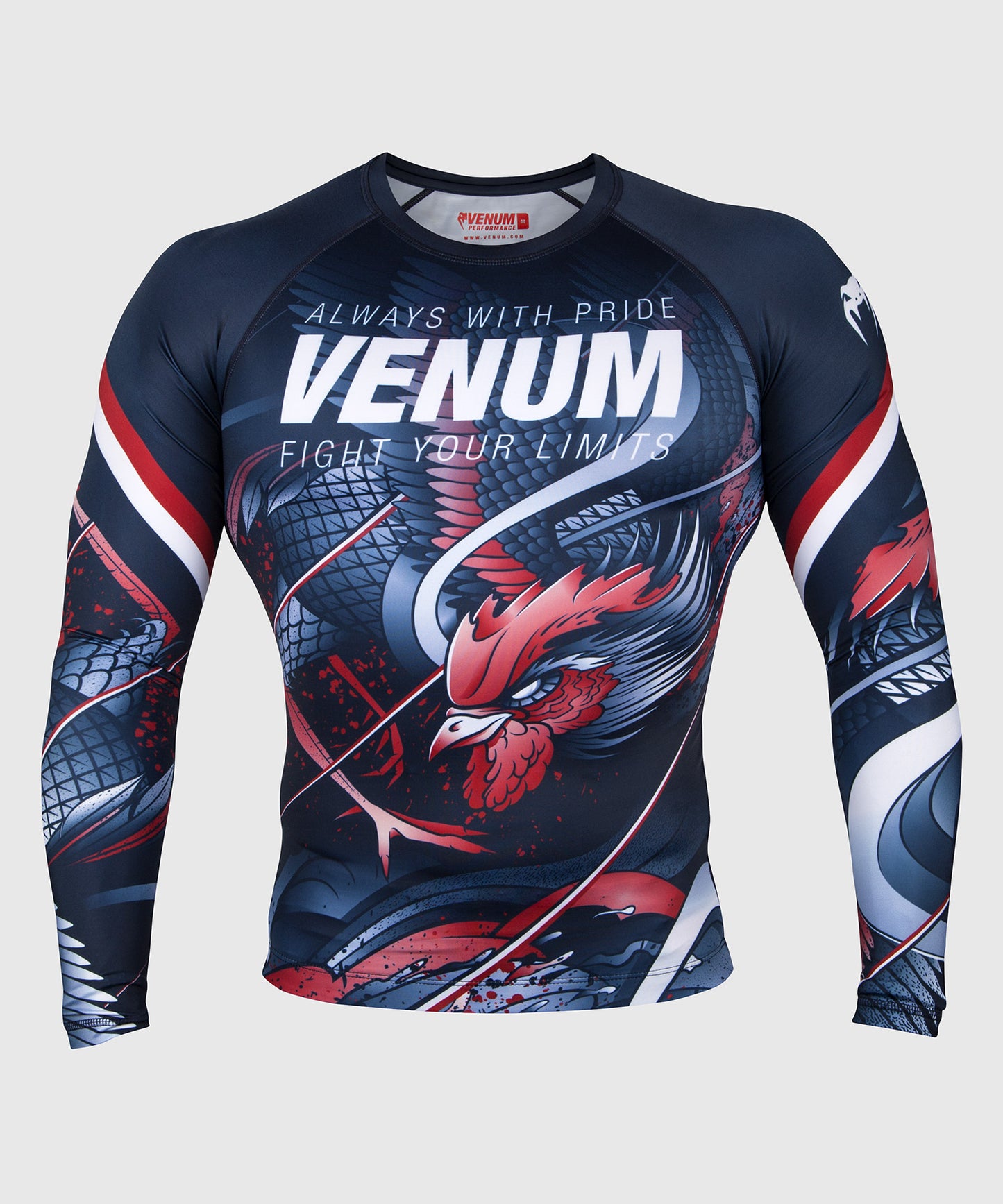 Venum Rooster Rashguard - Long Sleeves - Navy Blue/Orange