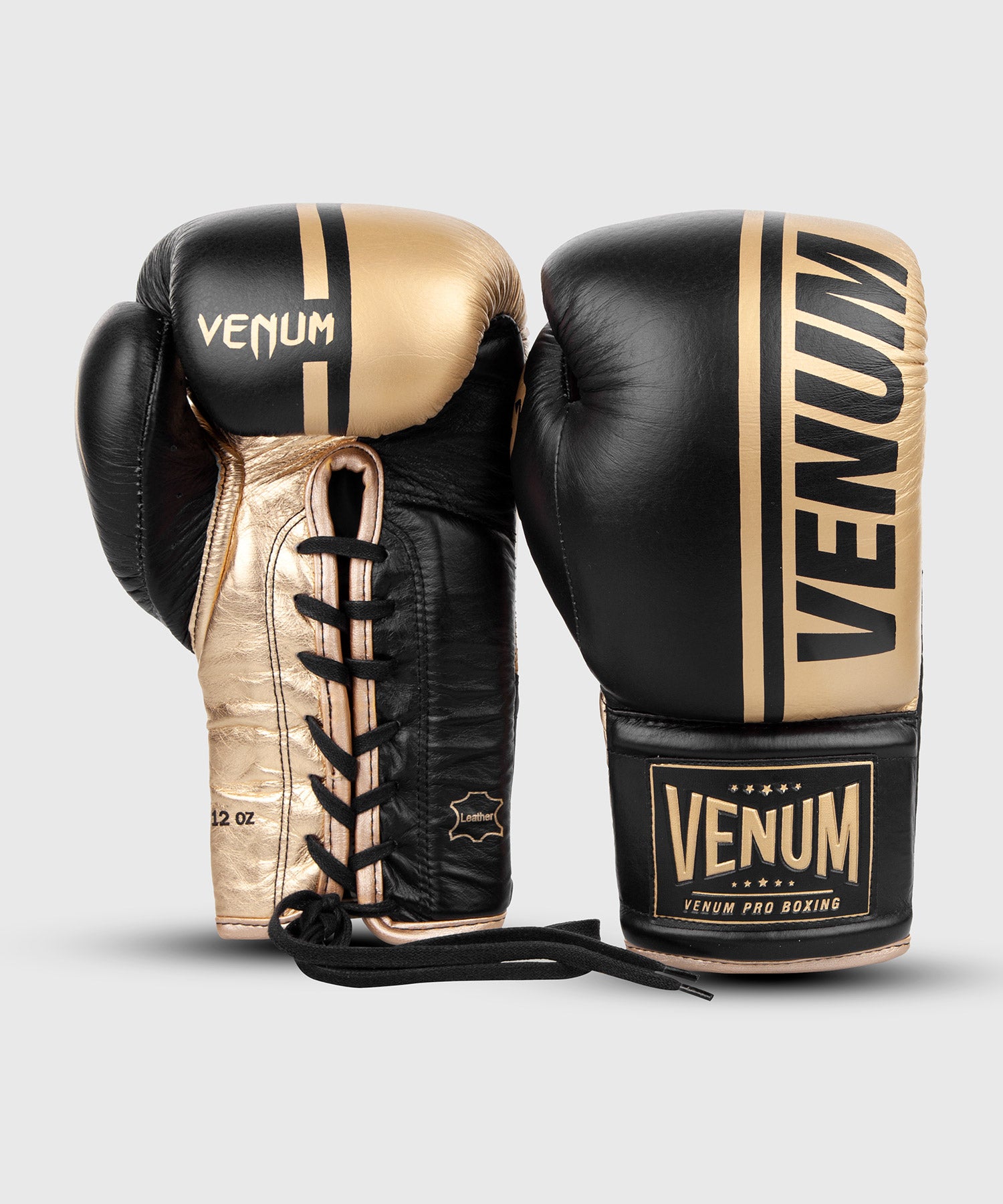 Venum Shield Pro Boxing Gloves - With Laces - Black/Gold - Venum Asia