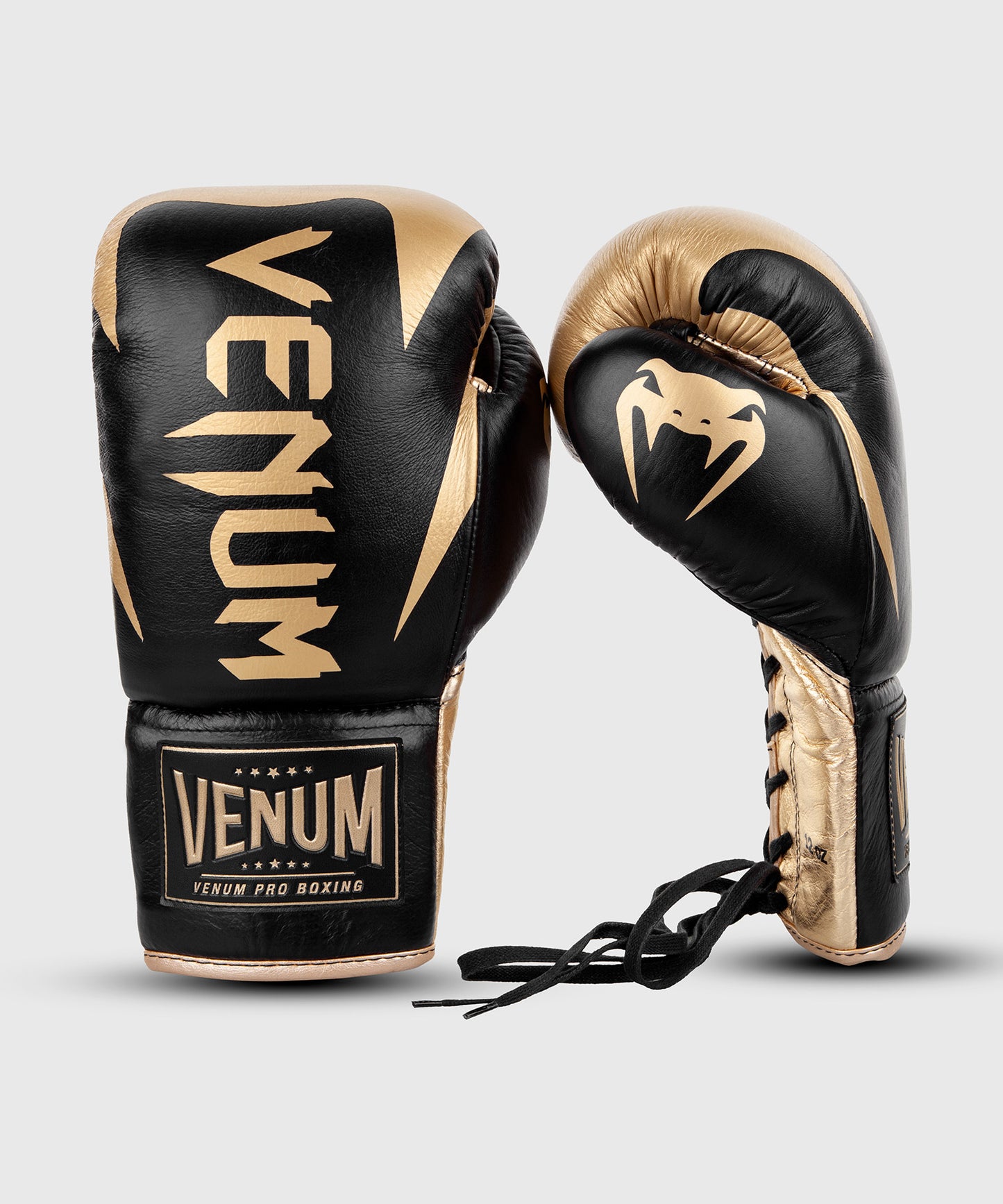 Venum Hammer Pro Boxing Gloves - With Laces - Black/Gold
