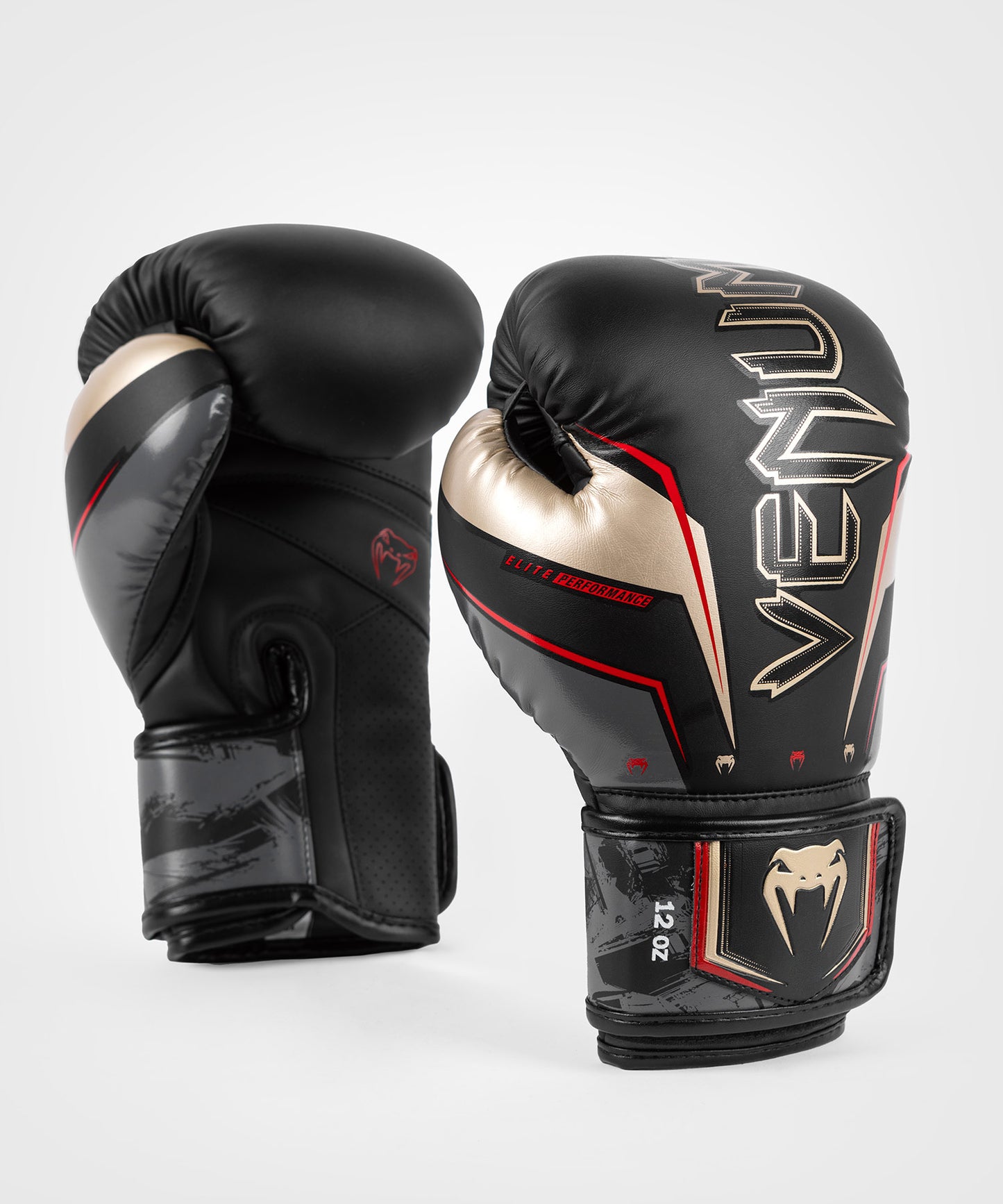 Venum Elite Evo Boxing Gloves - Black/Gold/Red