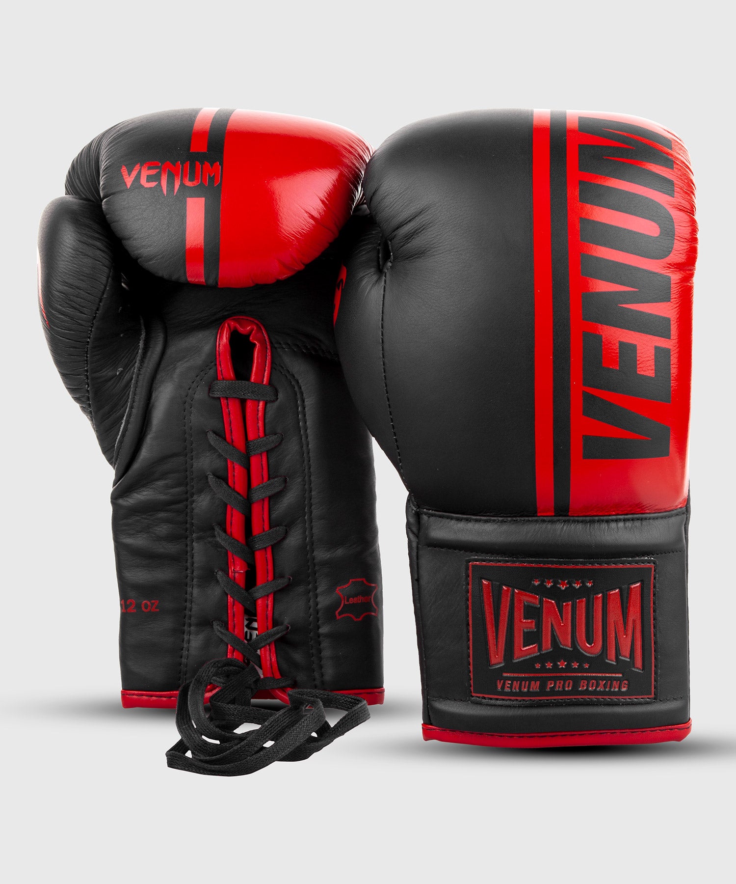 Venum Shield Pro Boxing Gloves - With Laces - Black/Red - Venum Asia