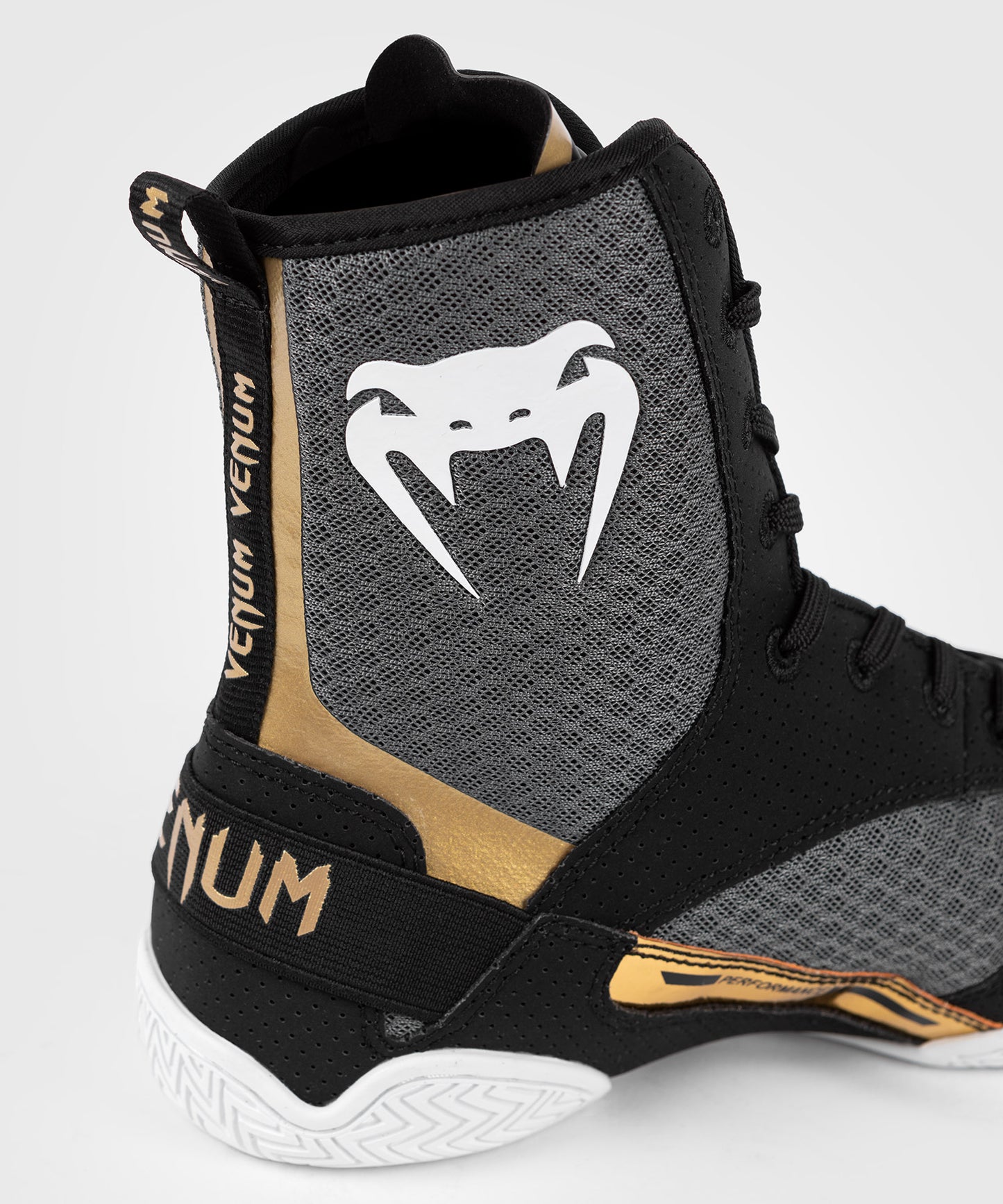 Venum Elite Boxing Shoes - Black/White/Gold