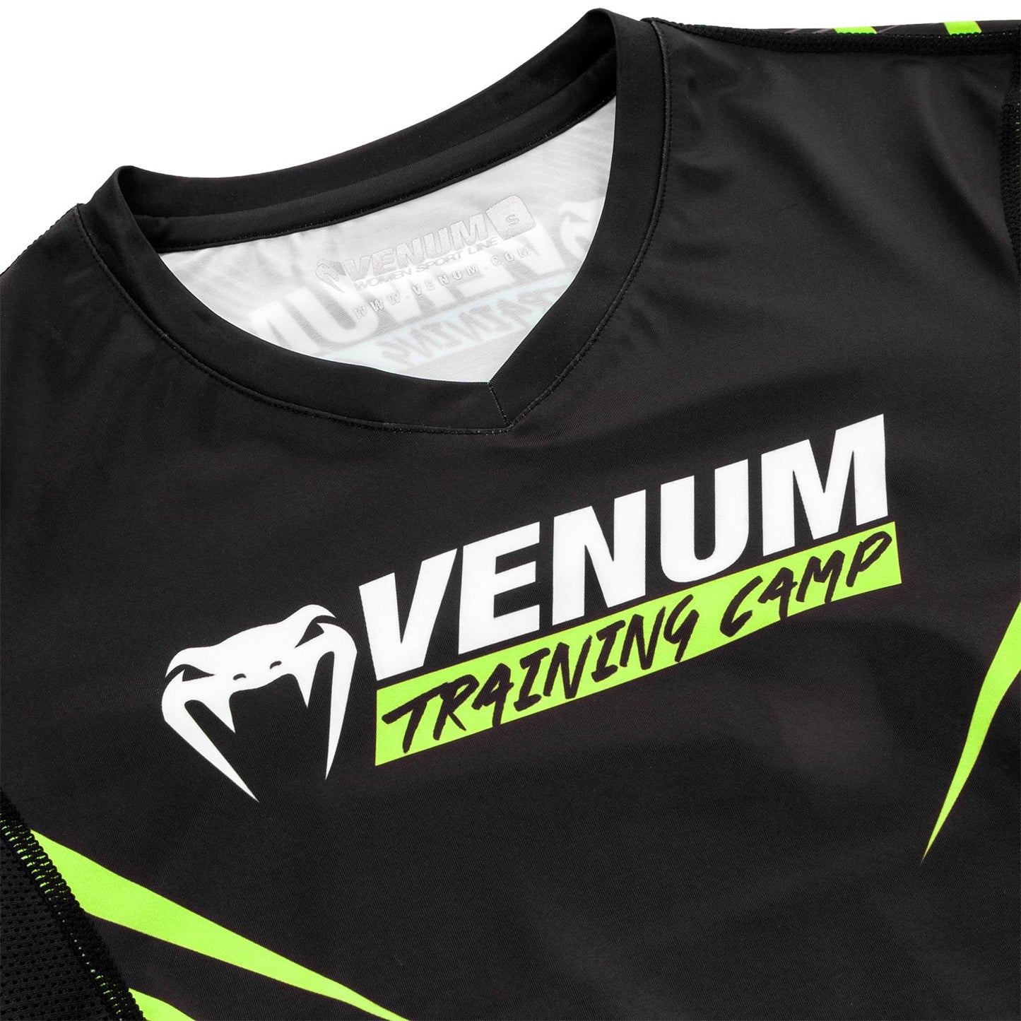Venum Training Camp 2.0 Rashguard - Short Sleeves - Black/Neo Yellow - For Women